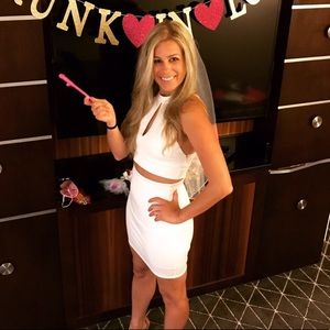 White two piece skirt and top